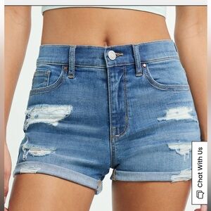 SOLDPacSun Bend Blue Denim Shortie Shorts